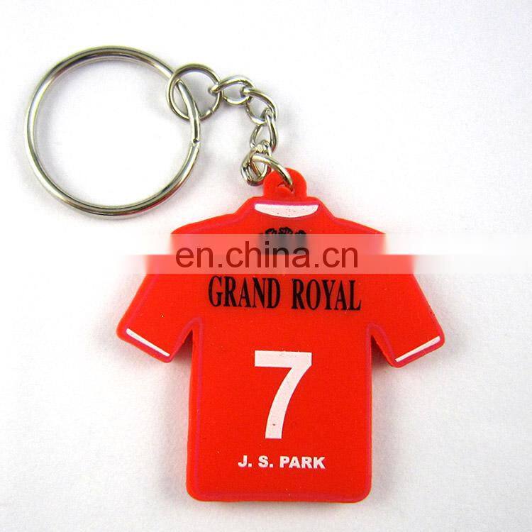 Wholesale custom 3d soft pvc rubber mini t-shirt qr code cloth keychain