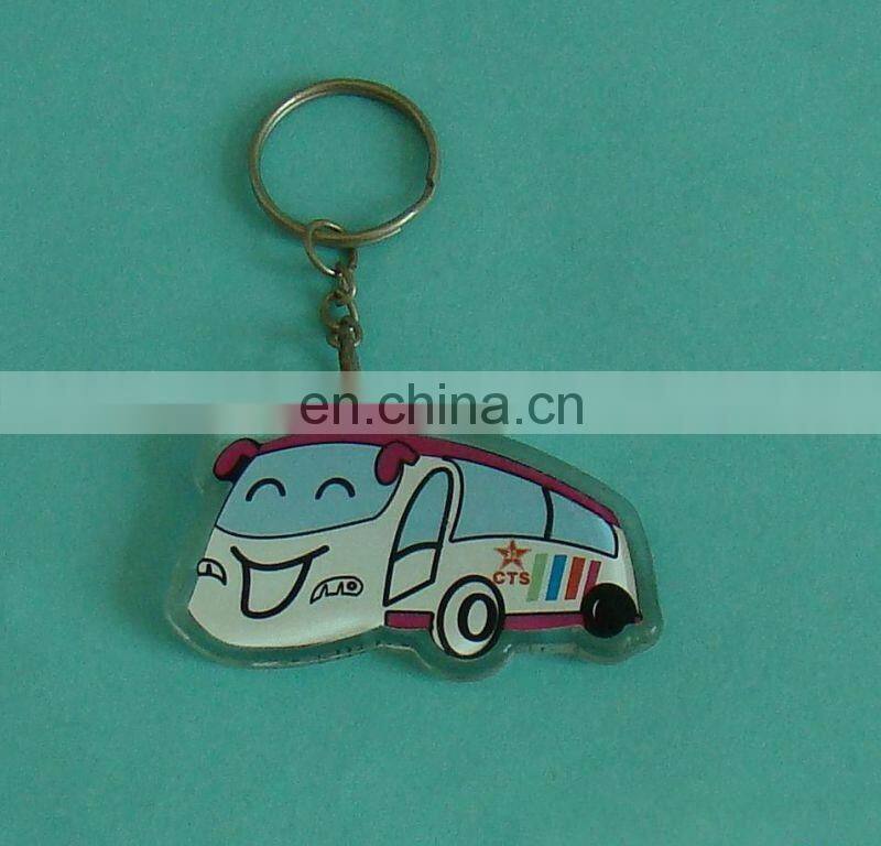 promotional and advertising logo insert bus acrylic keychain