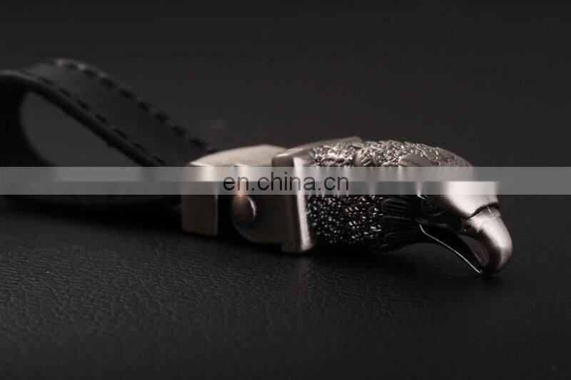 Luxurious Goshawk Head Leather Keychain, Custom Logo Leather Keychain