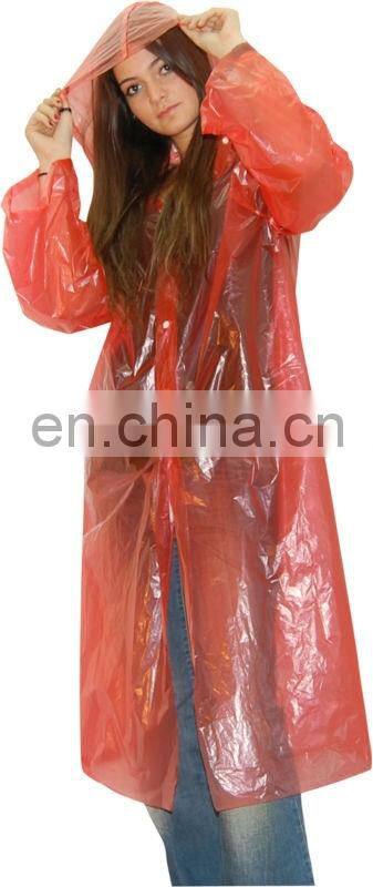 PROMOTIONAL PLASTIC RAINCOAT WITH SLEEVES DISPOSABLE RAINCOAT