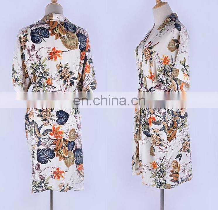 New Women Chiffon Beach Kimono Cardigan Bird Leaves Print Open Front Holiday Loose Thin Blouse Beachwear Cover Up