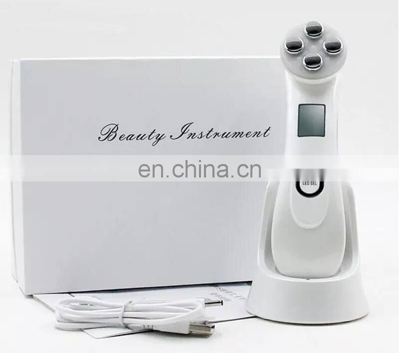 Portable High Frequency Ultrasonic Facial Wrinkles Removal Led Light Electric RF EMS Facial Massager Machine