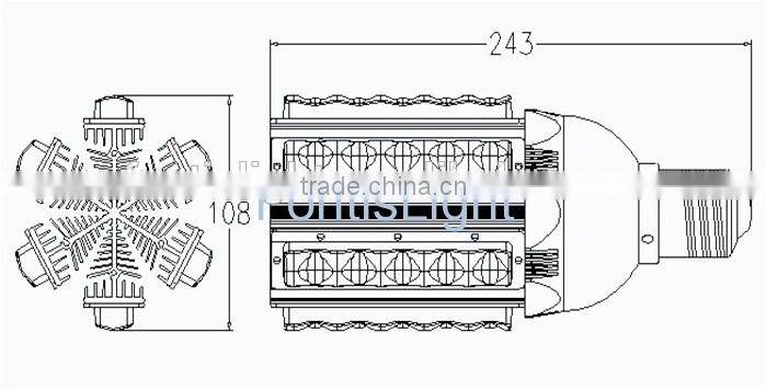 Led E40 Street Light 36W White Colour AC85-265V With CE/RoHS / 36w E40 Street Light 360Degree
