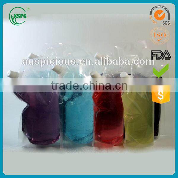 Stand up clear plastic wine pouch with spout