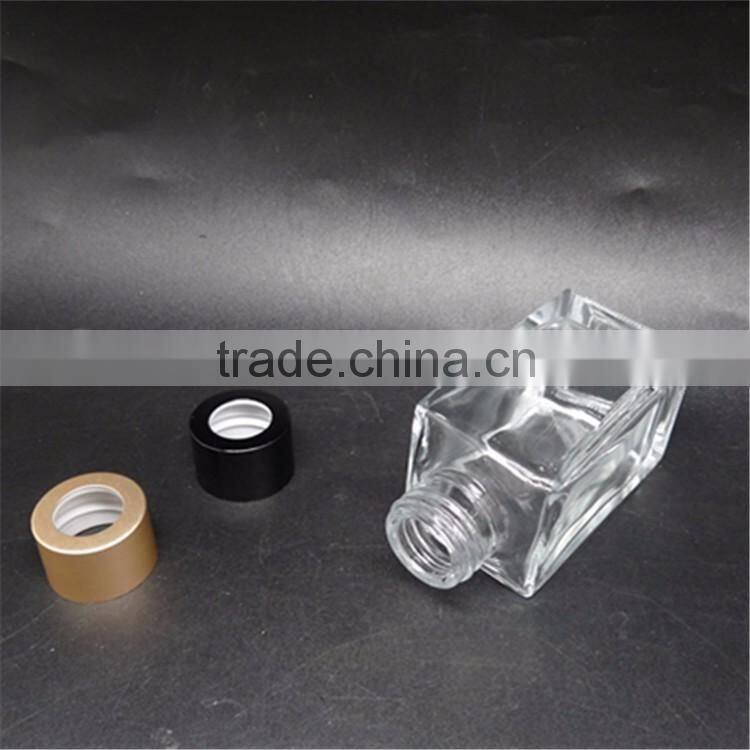 90ml square glass material clear color aroma diffuser bottles with aluminum caps