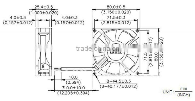 large airflow cooling fan dc brushless fan 80*80*25mm