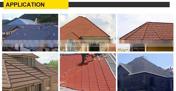 Roofing tiles chip stone coated metal roof tile rooftop stone coated roofing tile