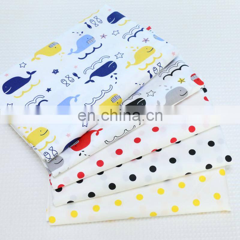 Cartoon little whale aqua dot AB printed fabric Kindergarten baby quilt cover cotton twill fabric