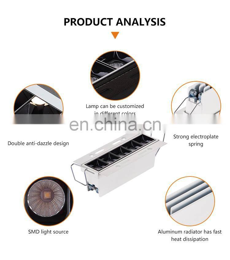 Easy Installation Strobe Free Indoor Office Home 2 4 10 20 30 W LED Recessed Linear Down Light
