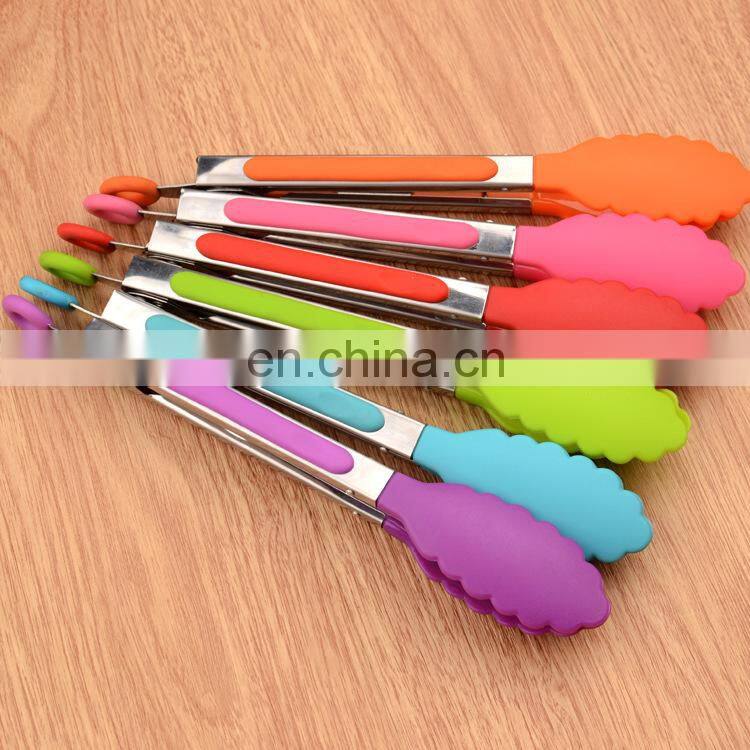 8 inch Silicone Food Tong Stainless Steel Kitchen Tongs Silicone Cooking Clip Clamp BBQ Tools Grill Kitchen Accessories