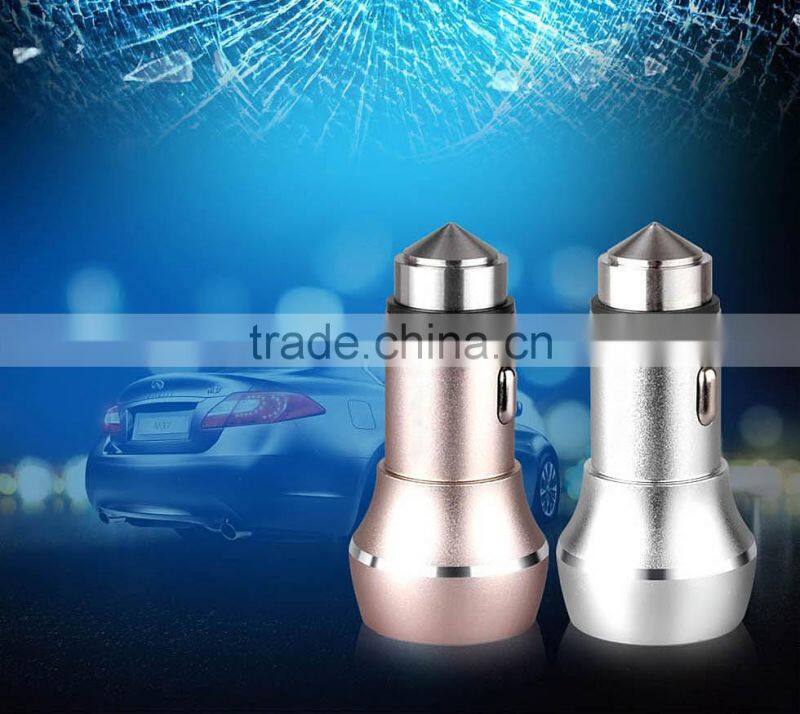 Safety hammer car charger with metal aluminum with broken window hammer
