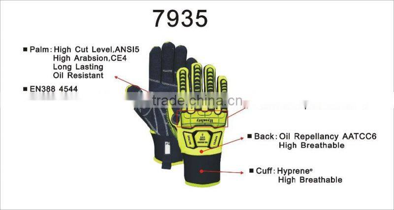 Oil Resistant Anti Cut Gloves High Performance Level 5 Anti Cut Leather Gloves