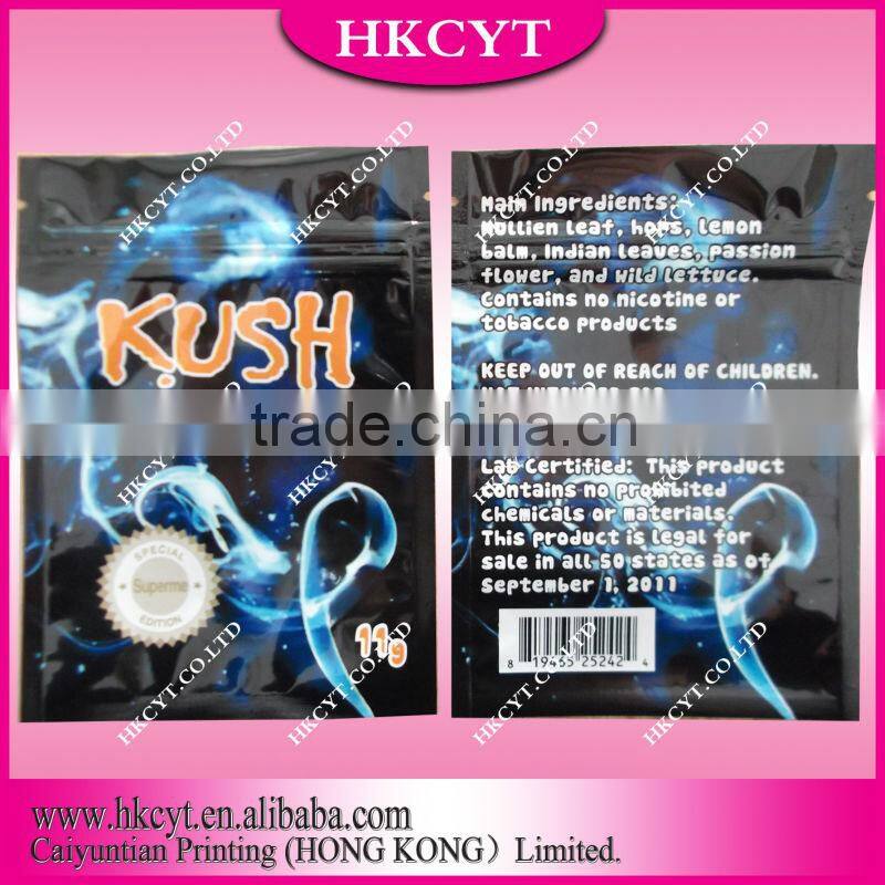 High quality PE packing bags / cheap custom printing herbal incense bag / spice smoke bag