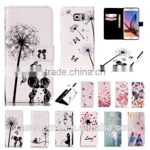 Color printing Flip Leather Wallet Card Slots Case Cover For Huawei Mate8 leather case