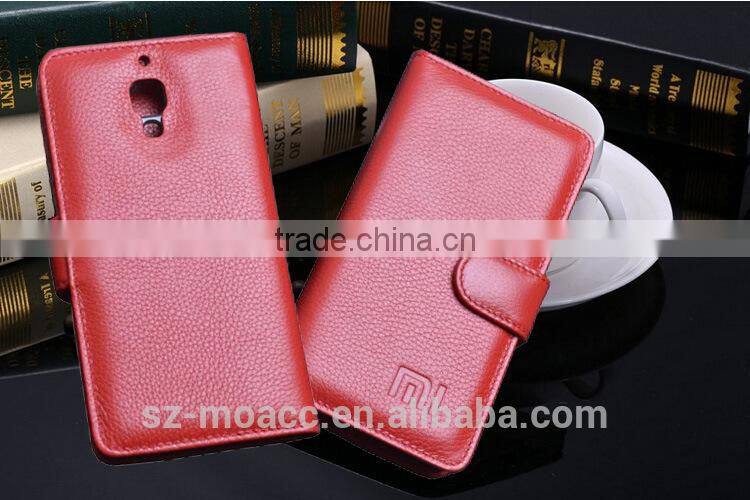 Flip Genuine leather wallet case for xiaomi mi4 with card slots