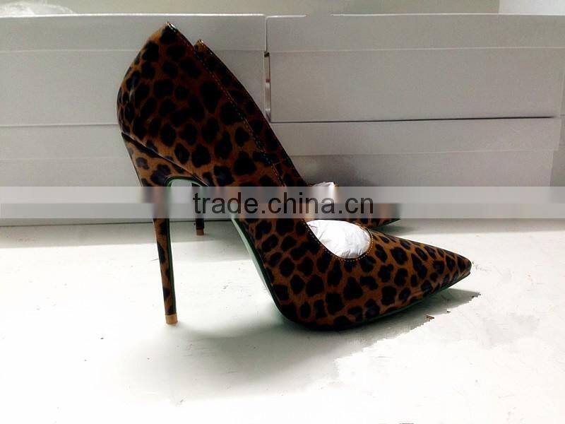 Catwalk New Arrival Leopard Patent Leather 120mm High Pointed Toe Stiletto J-String Shoes Women