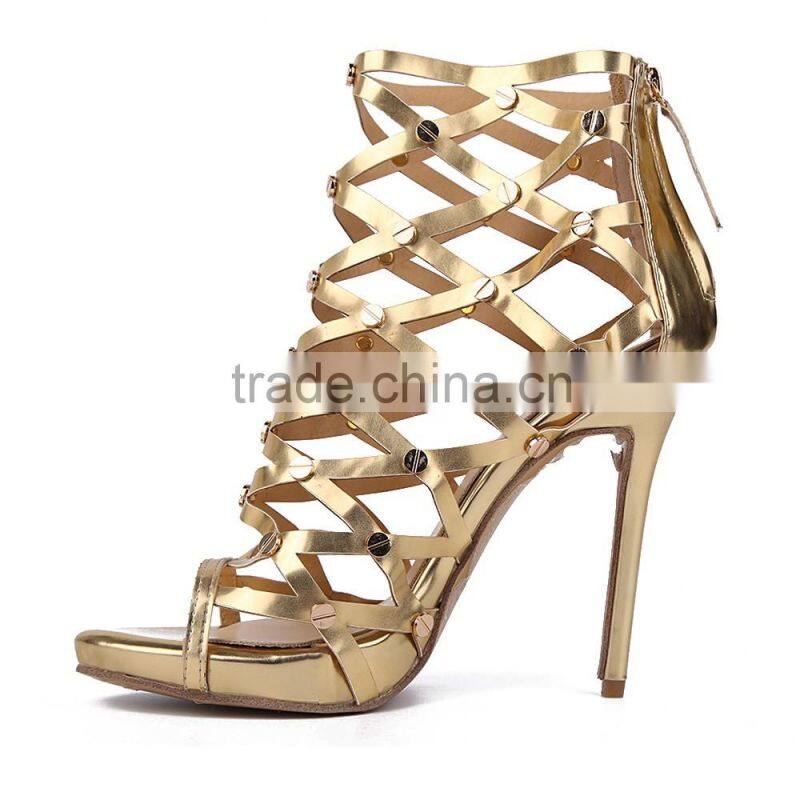 Sexy Hollow Out Ladies High Heels Shoes Wholesale Fashion Spikes High Heel Sandals for Women