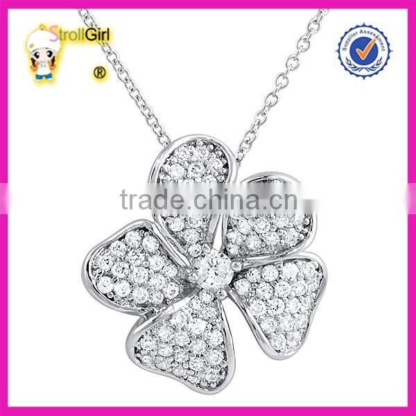 Top silver seahorse metal pendant necklace jewelry with CZ stone