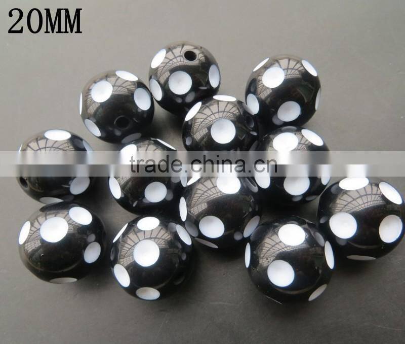 Loose Light blue Chunky Resin Polka dot Beads 24mm ,for Chunky Jewelry Necklace Making