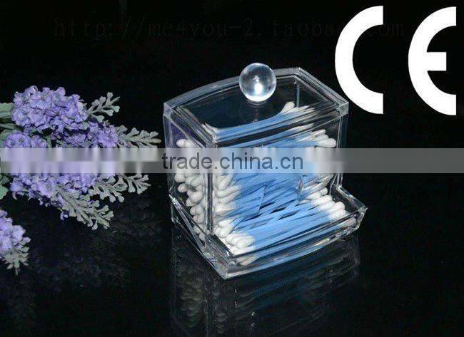 Crystal Clear Acrylic Cotton Swab Storage Box with lid