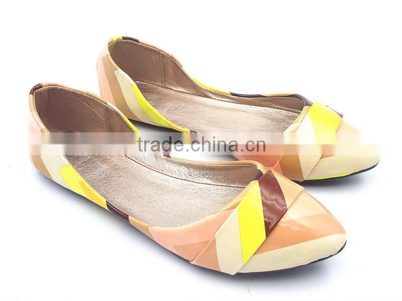 2016 wholesale factory price special leather multicolor lady flat shoes in stock