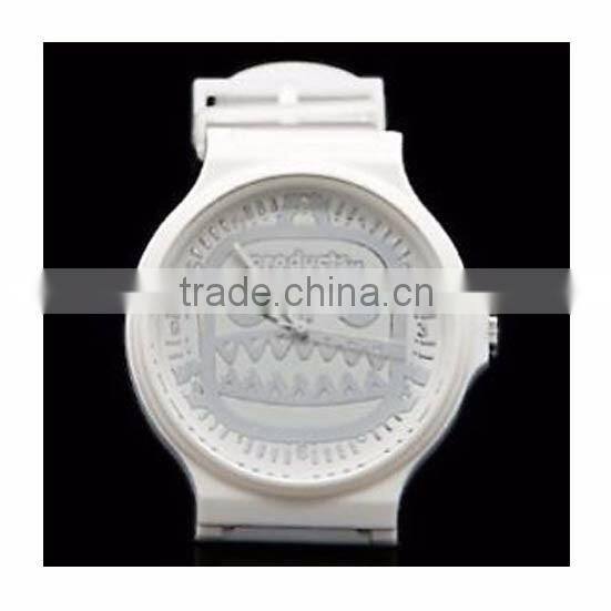 For Four Seasons Products Bros Snow Mr Shark Unsiex Waterproof PVC Band Rubber Wrist White Watch