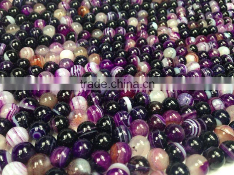 Polished Green Agate Natural Gemstone striped agate round beads