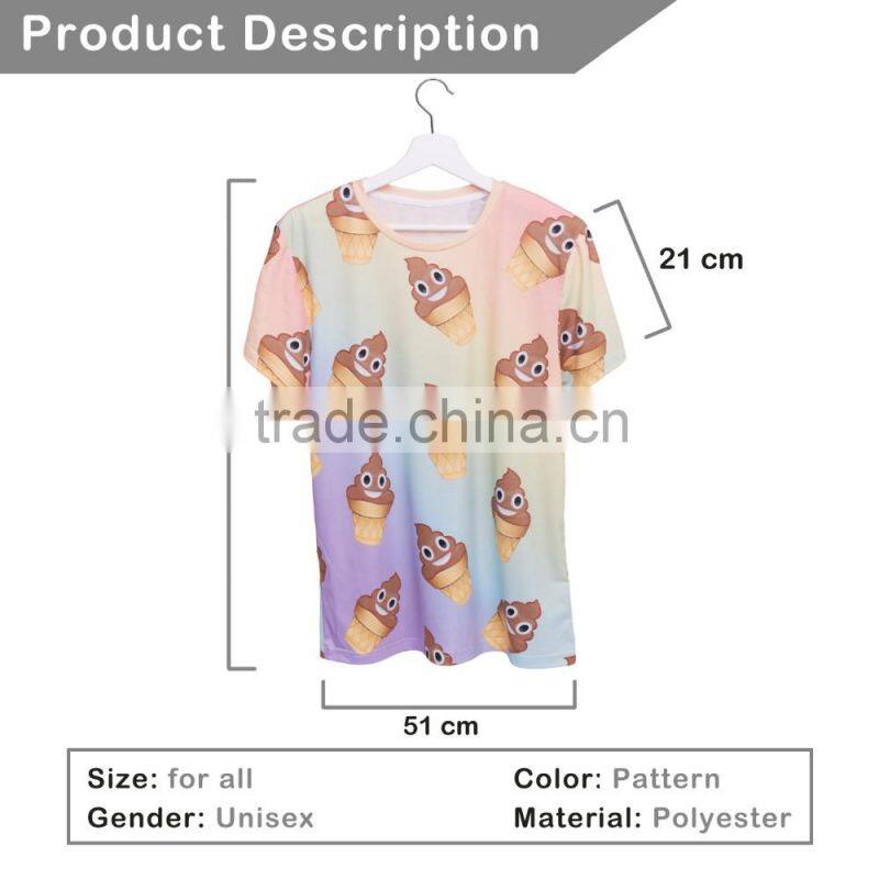 3D T shirt Emoji Icecream Poop Print Custom Girls T shirt Online Shopping