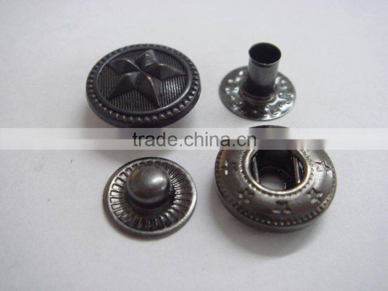 15mm metal 4 part dark antique silver snap button