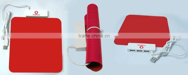 portable mouse pad with hub for new year promotional gift