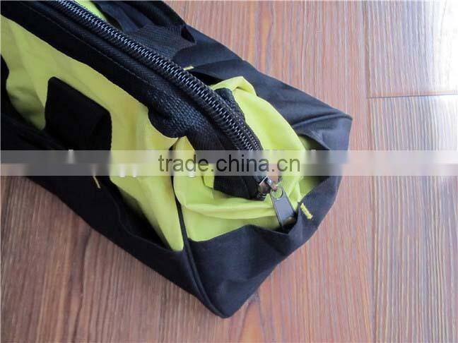 Multifuntional block color canvas tote tool bag with around pockets