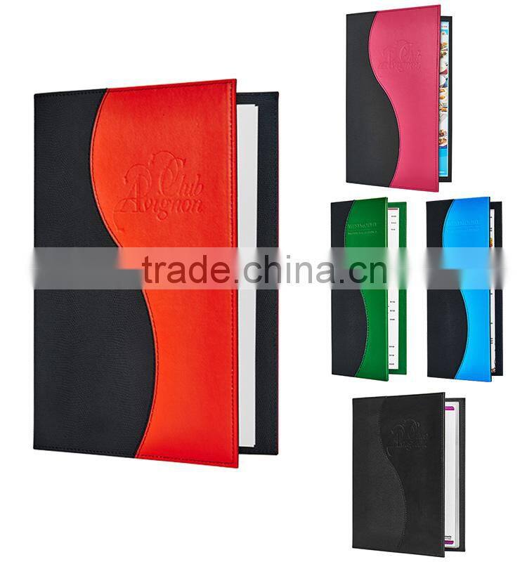 Menu printing hotel used display restaurant menu holder leather menu cover
