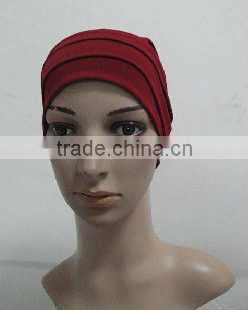 C003 plain tube underscarf with pleat,cotton underscarf and hats