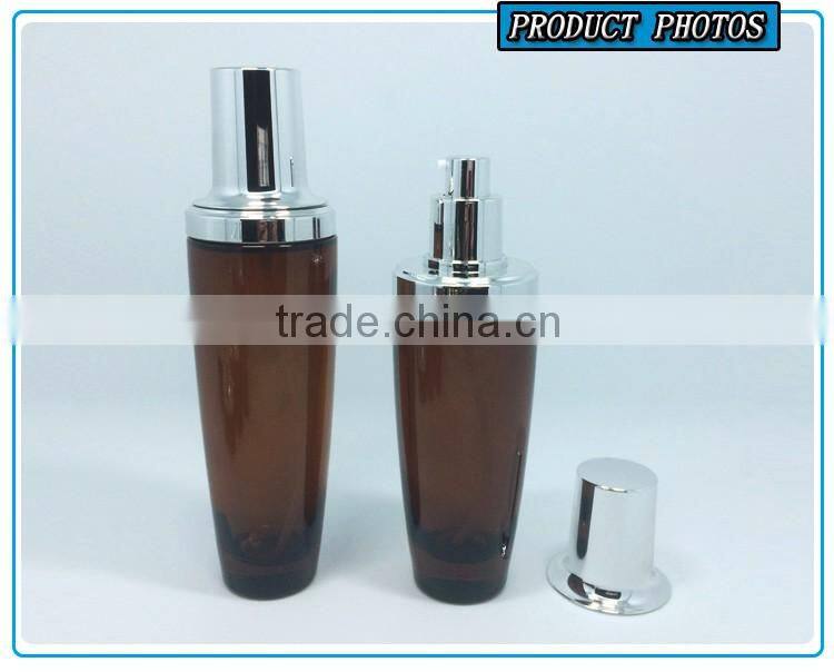 50ml cosmetic glass lotion bottles with silver pump cap