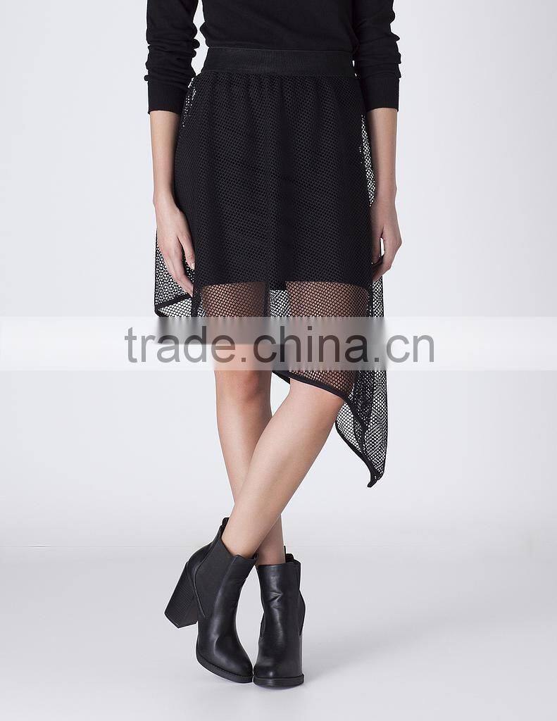 2015 new designs summer collection black mesh fabric pictures of mature women with short skirt