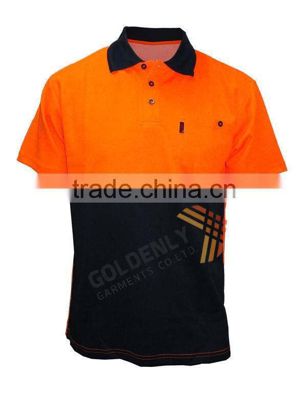 OEM with lastest design for men' s hi vi cotton fluorescent scent polo shirt