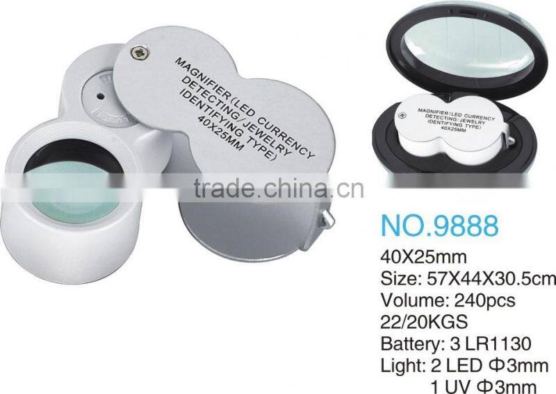 NO.9888 New Design 40x25 Jewelry Magnifier Loupe, Magnifying Glass for Diamond