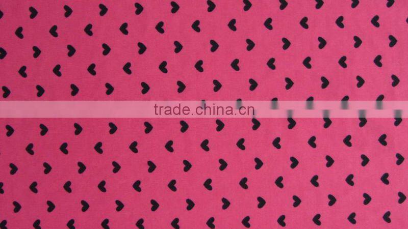rose red heart polyester print lycra swimwear fabric