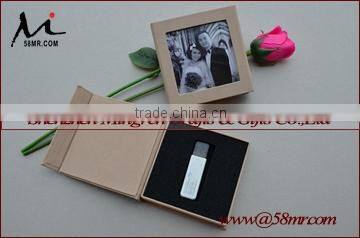 Leather-Paper USB Flash Drive Packaging Gift Box Cover with Window
