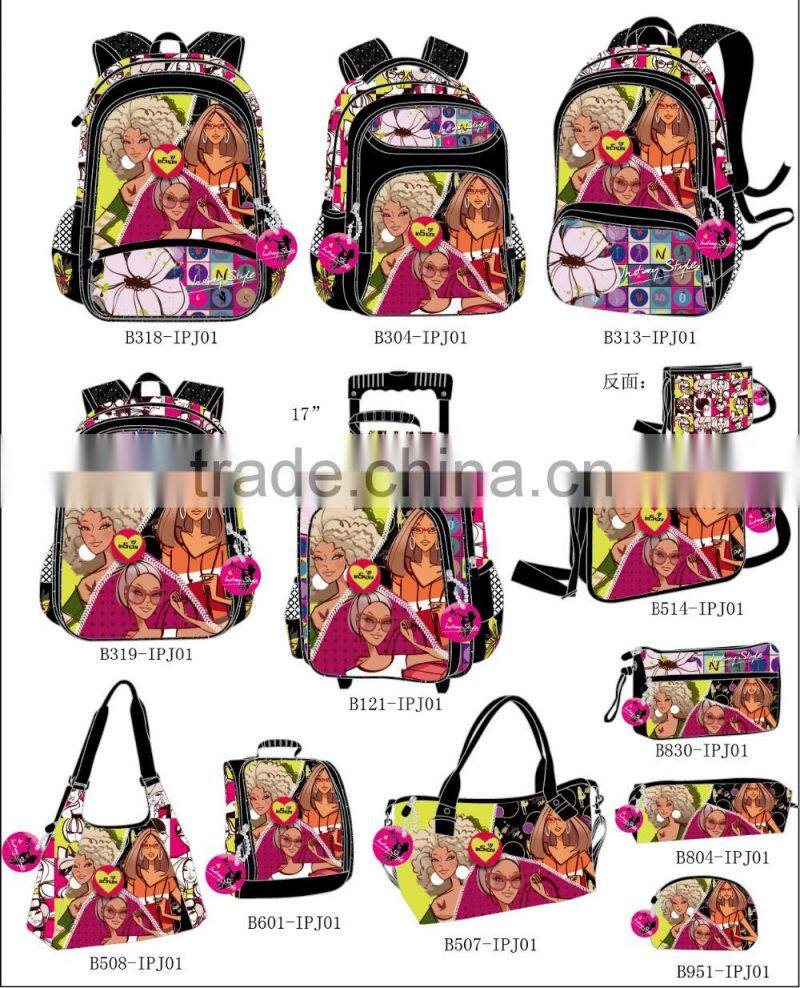 Fashion girl neoprene pencil case with two compartment