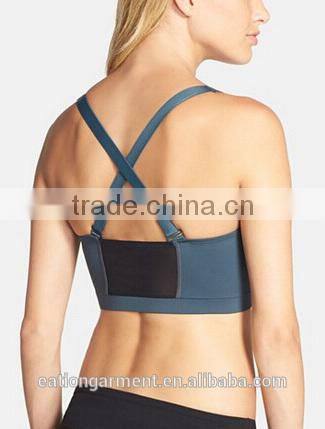 Custom fitness breathable dry fit polyester girls sport seamless women sports bra