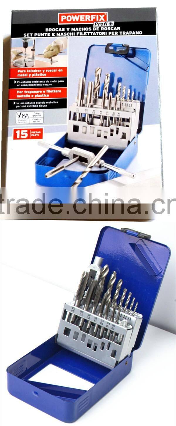 15 Pieces New Fashion Tap and Drill Handing Tools Set Mechanical Engineering Tool Kit