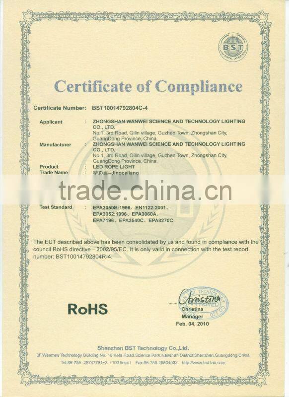 JCL LED Rope Light ,LED Strip Light,LED Panel Light with CE, GS, Rohs more than 8 years