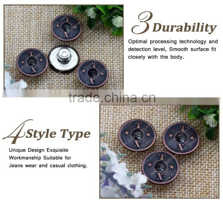 Ecofriendly antique copper double pin jeans button denim button