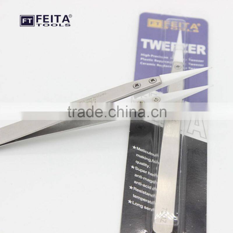 Dongguan 72mz Heat Resistant Ceramic tip Tweezers with Black & White Tips