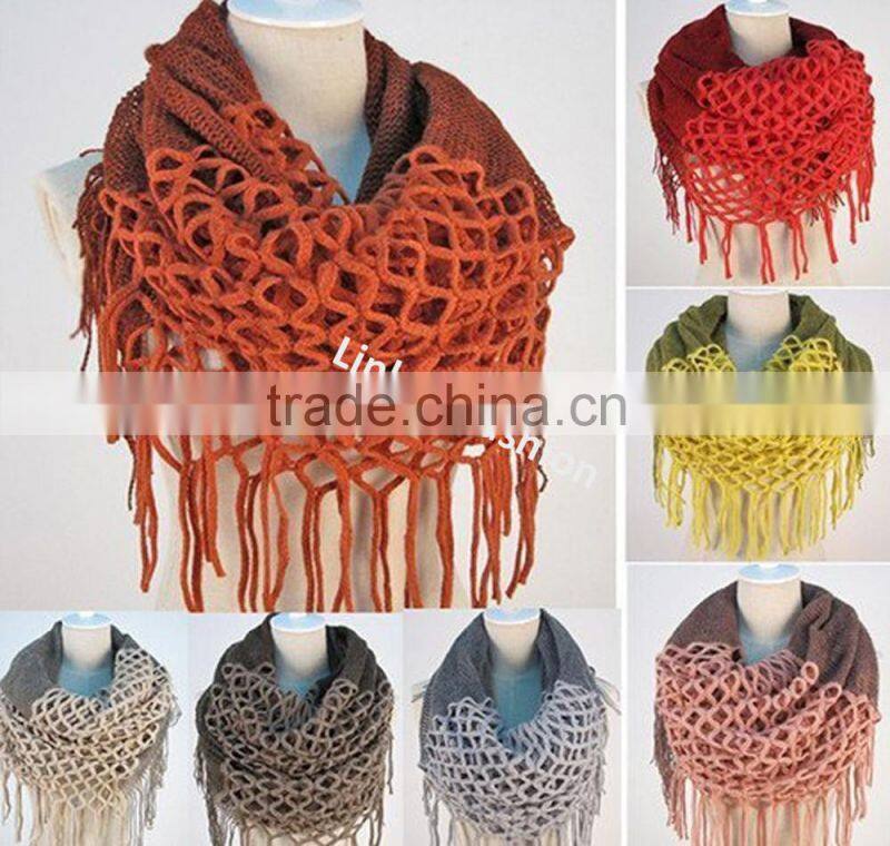 Women's Pashmina Blend Chunky Ribbed Knit Winter Infinity Circle Scarf Cowl knited scarf