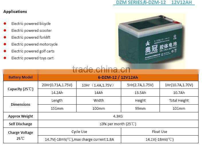 12v12ah Battery for floor cleaning machine