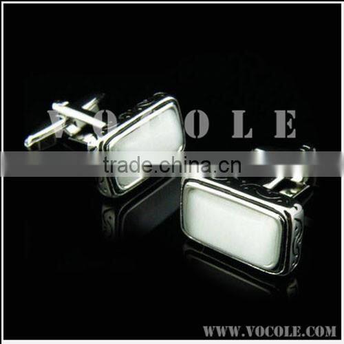 Wholesale cufflink silver brass material with big rectangle stone jewelry