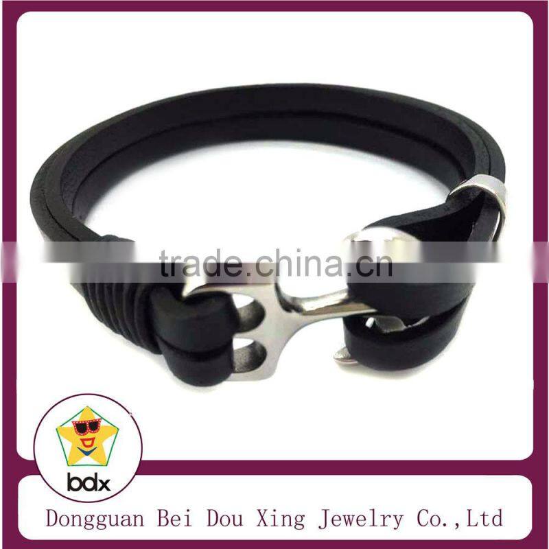 2015 Alibaba Wholesales Fashion Handmade Braided Leather Stainless Steel Magnetic Clasp Bracelet With Good Quality