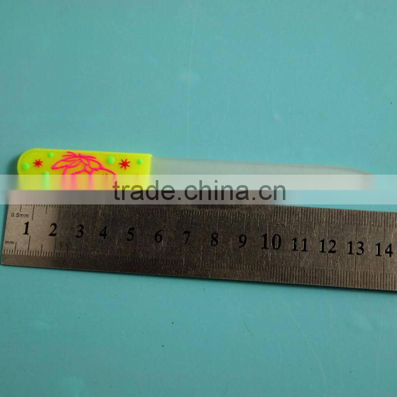 BLC-002 14cm Soft rubber handle with pvc bag etched glass nail file